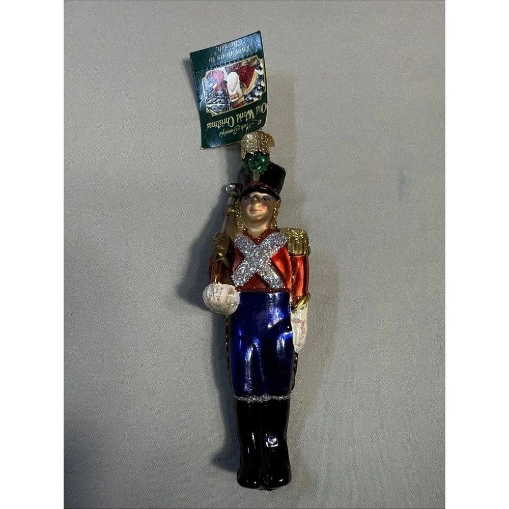 Old World Christmas Toy Soldier Nutcracker Glass Ornament with Tag